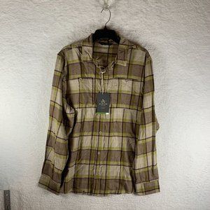 Alpine Design Flannel Shirt Men's Large‎ Brown Plaid Cotton Long Sleeve 7019